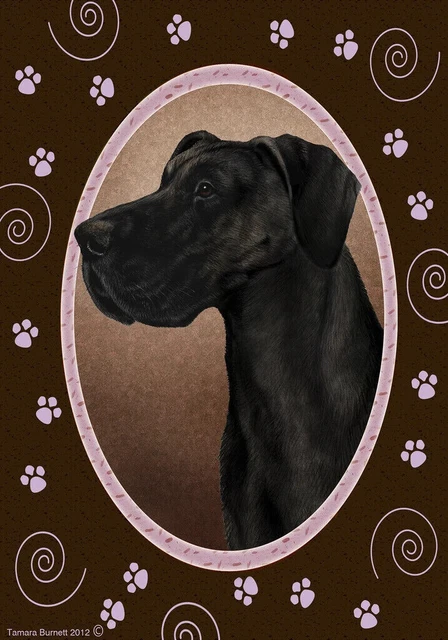 Paws House Flag - Uncropped Black Great Dane 17060