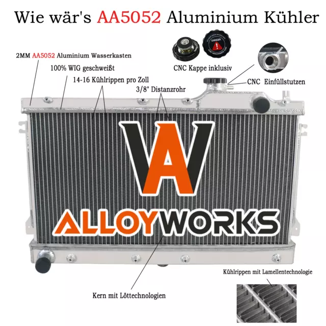 3 Reihe Aluminium Wasserkühler Für Mazda Miata MX5 1990-1997 1991 1992 1993