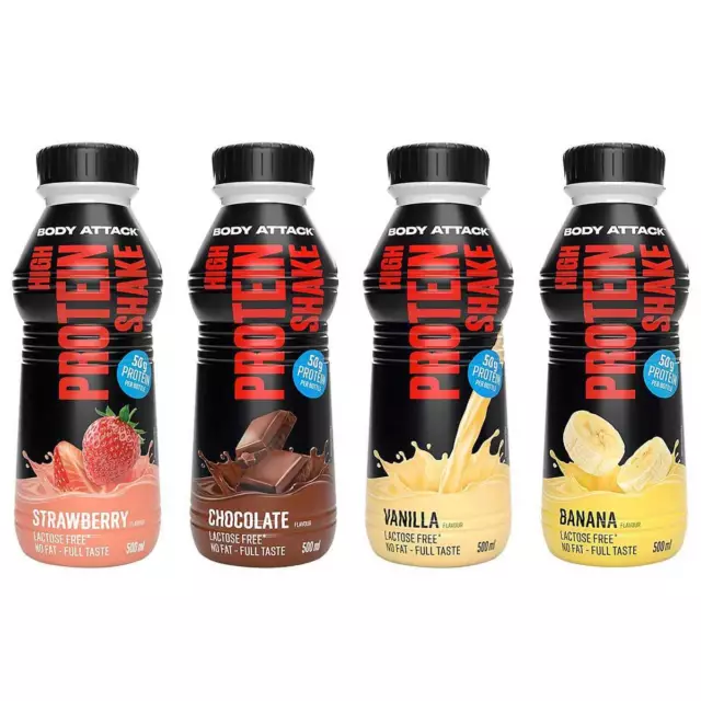 (7,32 EUR/l) Body Attack High Protein Shake 12x500ml inkl. Pfand