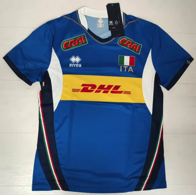 171/38 Errea Fipav Dhl Maglia Replica Gara Pallavolo Italia Uomo Italy Volley