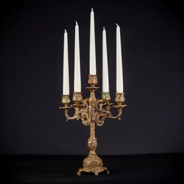 Candelabra Bronze | French Candle Holder Baroque | 5 Arms / Lights Vintage | 14"