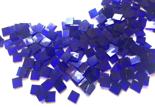 100 pcs 1/2" Cobalt Blue Clear Handcut Stained Glass Mosaic Tiles