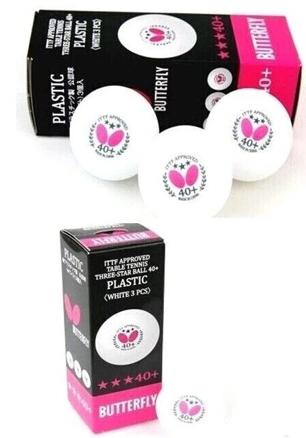 Butterfly 3-Star Ping Pong Balls - 40mm+ Size, 48 Balls (2 Colors), Great For Practice & Games