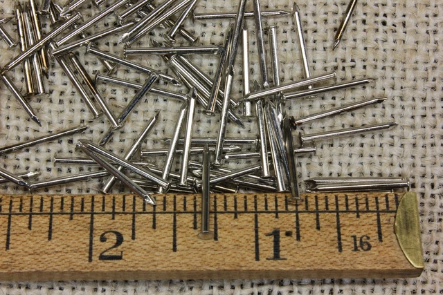 5/8” Nickel on BRASS BRADS 100 NAILS Round Head 18 gauge Escutcheon pins USA