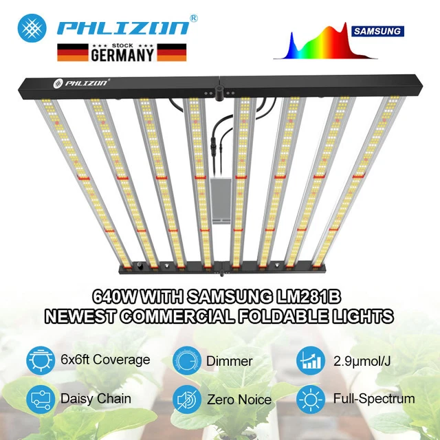 640W 8Bar Foldable Samsung LED Grow Light Full Spectrum Indoor Plant Lamp 6x6ft