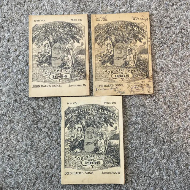 Set Of 3 Antique Almanacs 1964, 1965, 1966