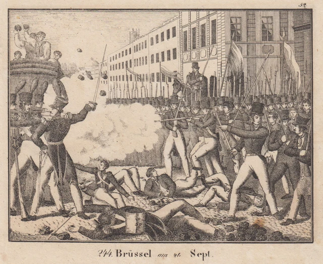 Belgique Bruxelles Original Lithographie Neuf Cadre Galerie 1830