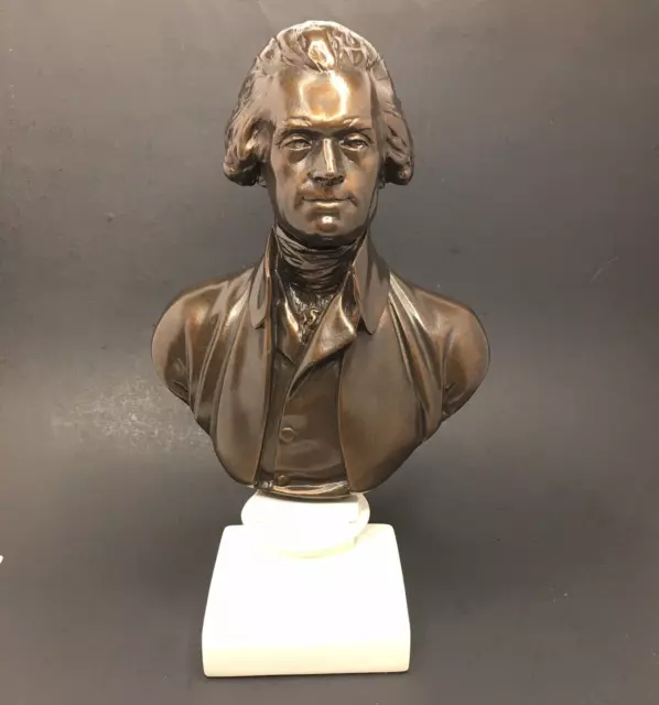 Thomas Jefferson Bust Sculpture Bronze Colored 12" 1950's Alva Studios Signed