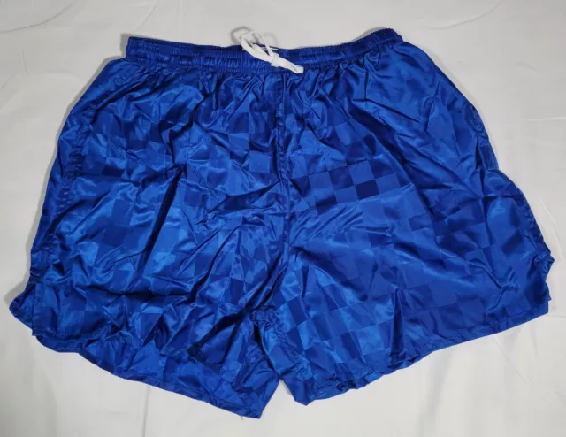 Don Alleson Athletic Blue Checkered Nylon Athletic Shorts XL NWOT