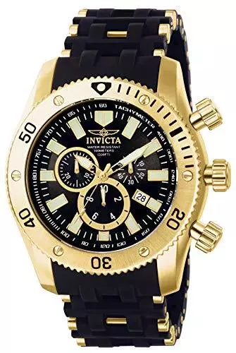 Invicta Sea Spider Herrenuhr 50mm Taucheruhr mit Sportarmband Gold Schwarz Uhr