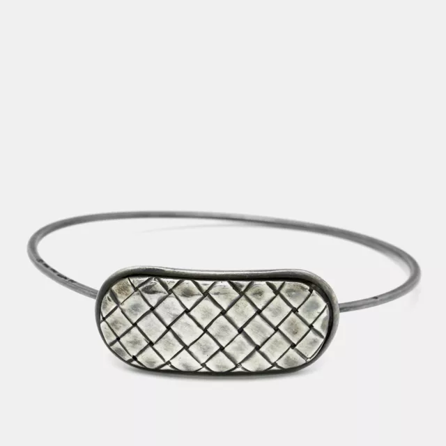 Bottega Veneta Textured Sterling Silver Bracelet S