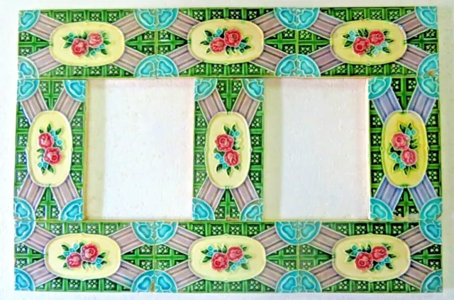 Antique Glazed porcelain Majolica 9 tile 3"x 6" Art & craft Border frame display