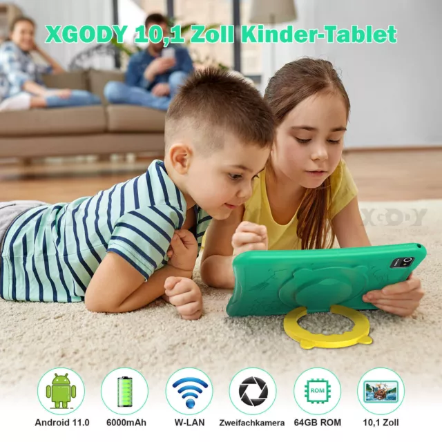 Neu XGODY 4Core Kids WiFi Kinder Tablet 10 Zoll 4GB+64GB 6000mAh PC Android 11.0 2