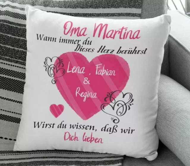 Kissen Oma geschenk mit Namen herzberührt Individuell personalisiert einz/mehrz