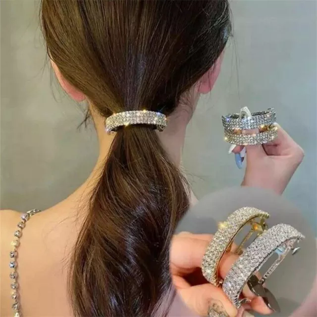 Women's Crystal Hair Clips Rhinestone Bridal Claw Clamp Holder Ponytail Hairpin