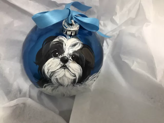 Shih Tzu Hand Painted Christmas Ornament