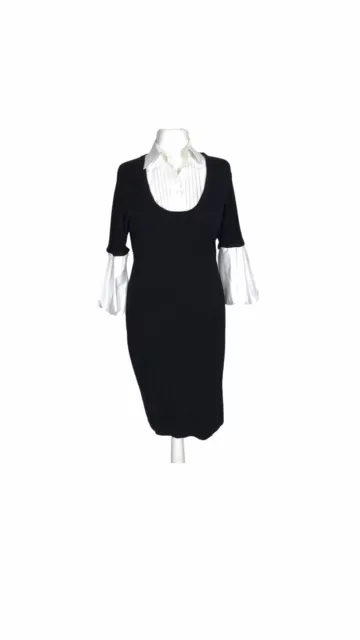 Abito da donna elegante nero vestito Vintage come nuovo colletto camicia gotico