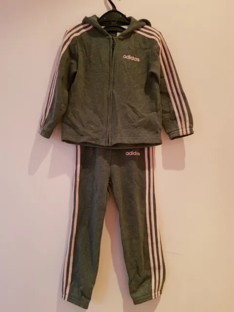 Adidas girls tracksuit set 3-4 Years Authentic, Grey with Pink