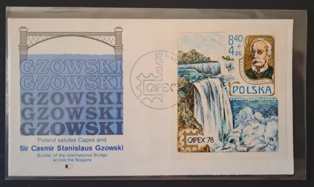 Poland, Gzowski, Niagra Fall Bridge designer, CAPEX 1978, Fleetwood FDC, 6/6/78