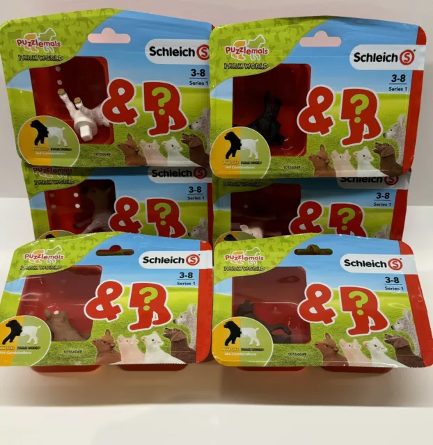 x6 Schleich Puzzlemals Farm World Mix & match animal model Toys Series 1 Bundle