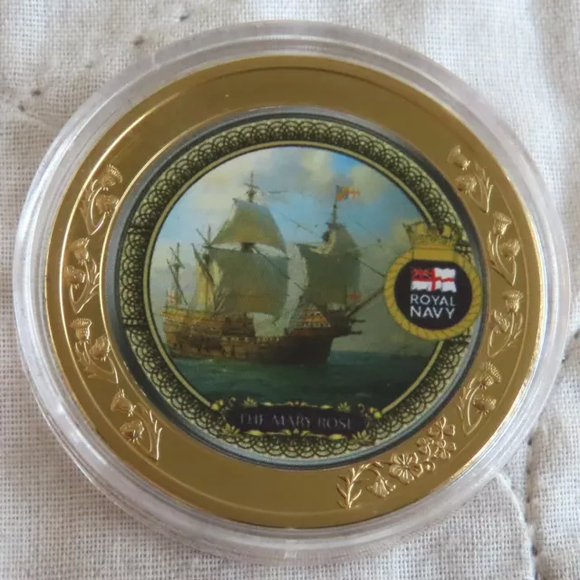 THE MARY ROSE 2020 GOLD PLATED 40mm MEDAL - SHIPS OF THE ROYAL NAVY