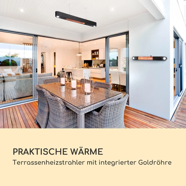 Heizstrahler Infrarot Garten Wand Wärmestrahler Terrasse 2000W LED Lampe schwarz 3