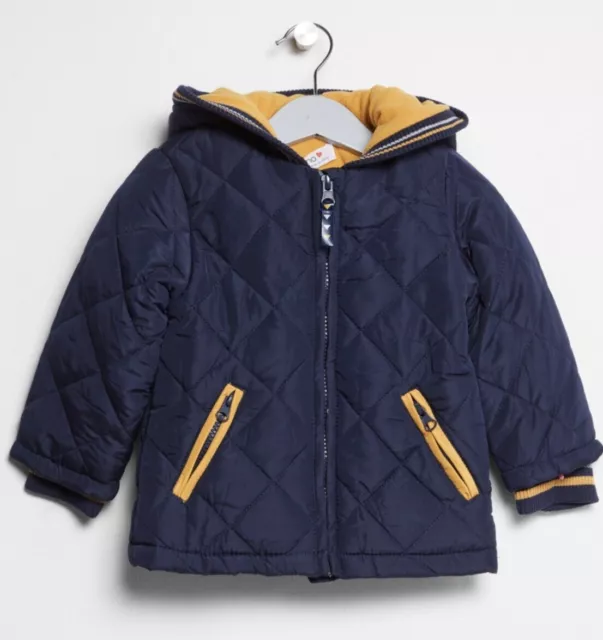 MINOTI/ BABALUNO QUILTED BABY JACKET WITH FLEECE LINING SIZES 0-3mths - 9-12mths