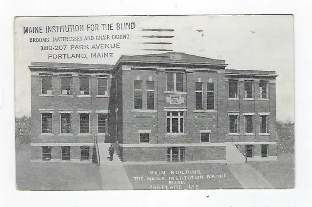 Early 1900's Adver. Postcard Maine Institution For The Blind Portland, ME Posted