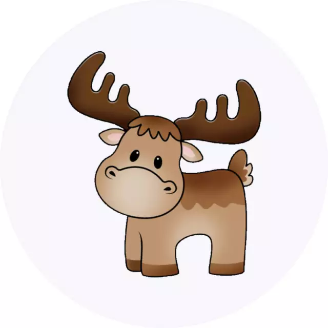 24 x 40mm Round 'Cute Moose' Stickers (SK00039806)