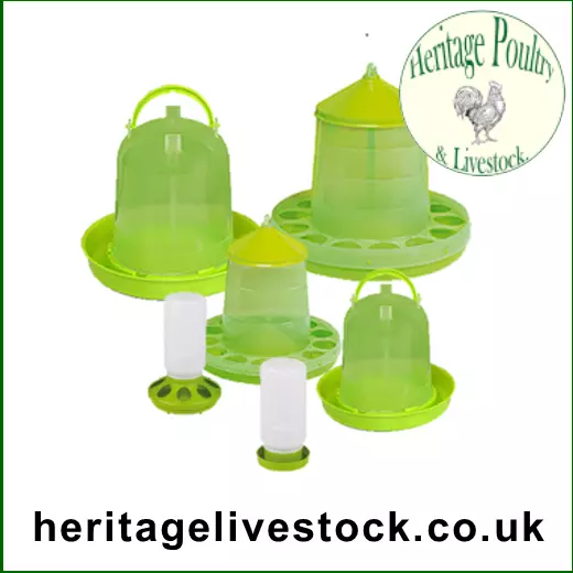 'Green' Poultry Feeders & Drinkers - various sizes - chickens, Quail, chicks etc