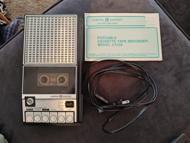 Vintage GE General Electric 3-5105 Cassette Tape Recorder WORKS