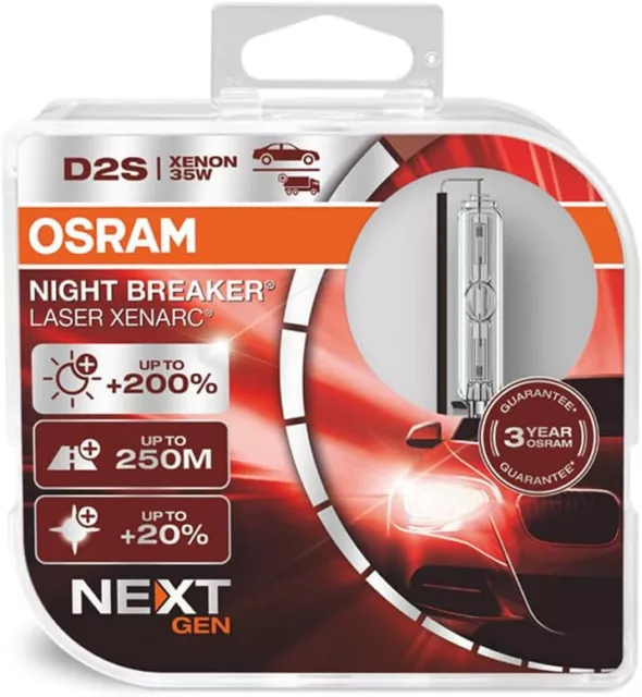 2x OSRAM D2S XENON NIGHT BREAKER Next Gen 2024 UP TO+200% 12/24V LED Lampe