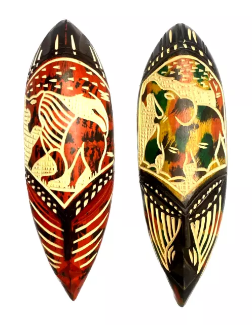 2 WHOLESALE!!! African Ghana wooden mask Wall Decoration Lions and elephant.-267