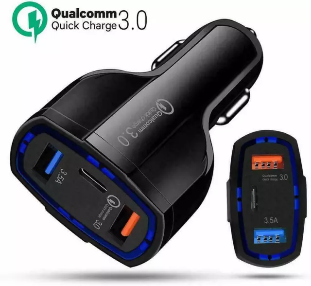 Super Fast 7A QC3.0 Qual USB Car Charger iPhone iPad 10.2 iMac Mabook iPad Pro