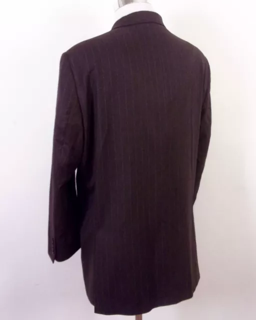 EUC Hart Schaffner Marx USA BESPOKE Wool Flannel 3 Pc Suit Brown Pinstripe 50 R 3