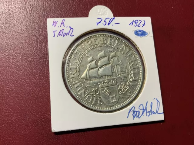 Weimarer Republik 5 Reichsmark 1927 A Silber - Prachtstück