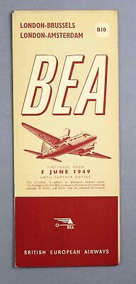 Bea British European Airways Amsterdam Brussels Airline Timetable June 1949 B10