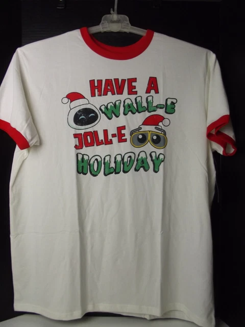 WALL-E Pixar Disney 2022 Christmas Holiday Ringer T Shirt Mens XL NWT