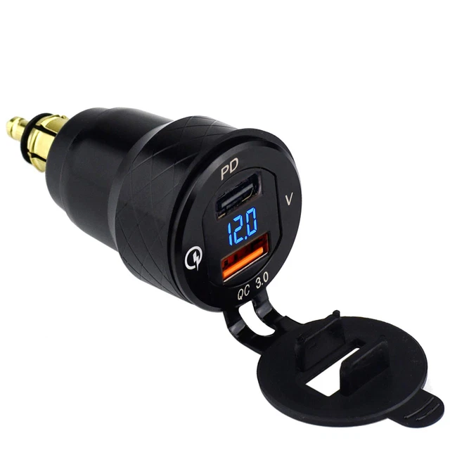 Adaptateur Prise Moto BMW Ducati din Connecteur USB C Allume-Cigare Voltmètre