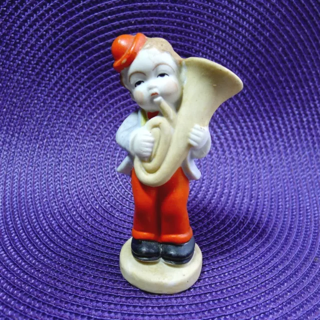 Vintage Tuba Playing Boy Figurine Occupied Japan 1945-1952 Musical Instrument