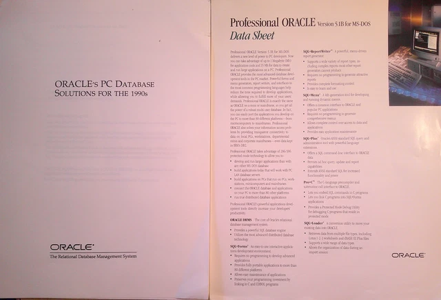 ORACLE'S PC DATABASE Solutions for the 1990s + Professional Oracle Data ...