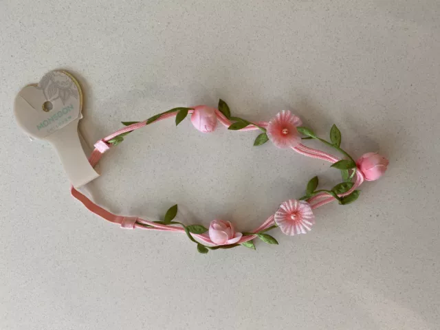 Monsoon Girls Garland Headband Pink Sparkly Flowers Roses Bridesmaid New Bnwt