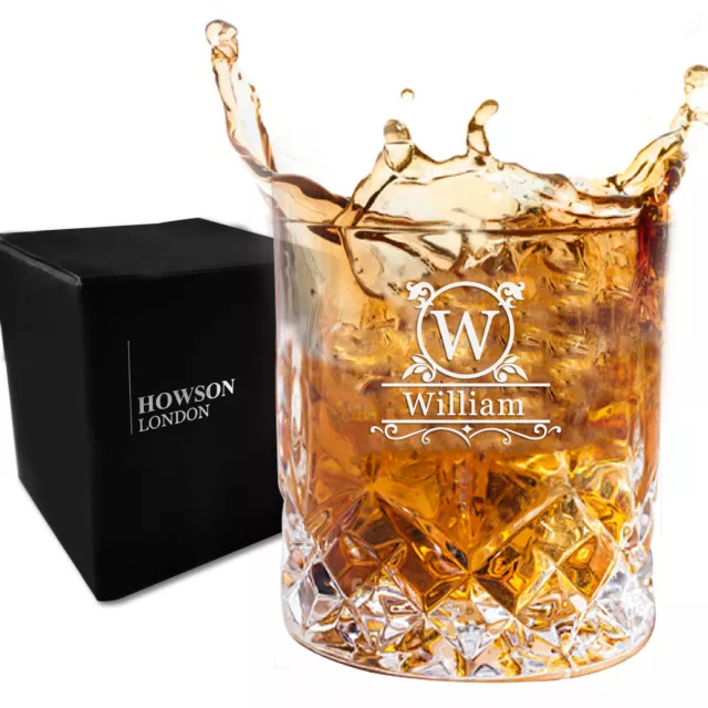 Personalised Whiskey Glass Engraved Drinking Tumbler for Men Dad Grandpa Husband