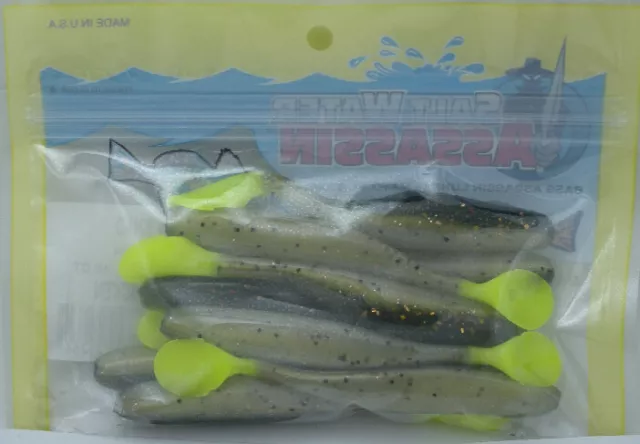 Bass Assassin SSA25264 4" Sea Shad 10 Pk Hot Chicken 2