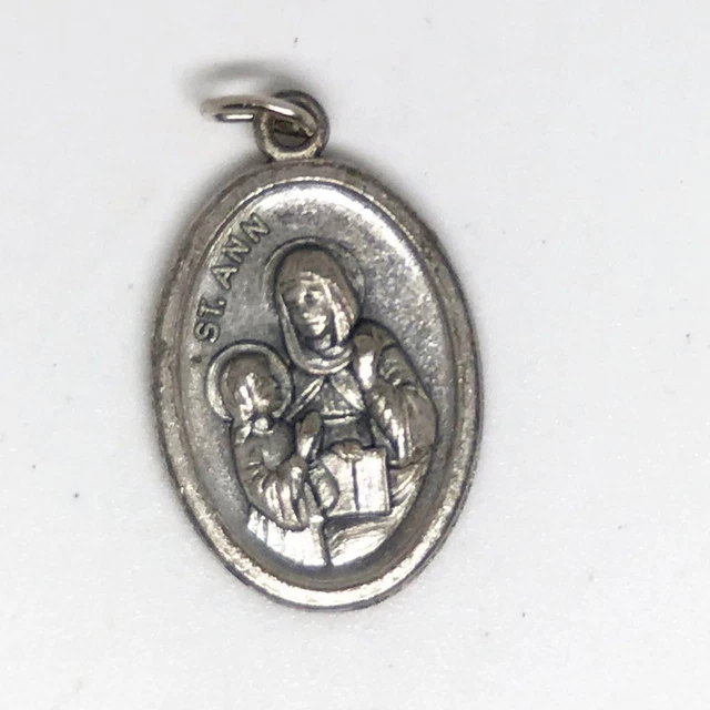 Vintage Religioso Medaglione Ciondolo St. Ann