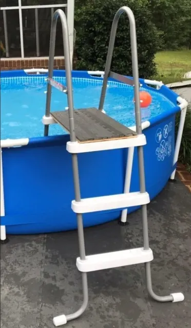 42" Ladder For Above Ground Pools Rust Proof Slip Resistant 3 Step Steel Frame