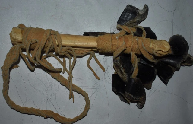 Orig $399 Evenk Shaman Rattle, Reindeer Hooves, 10"