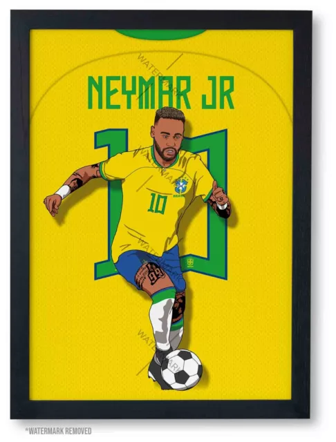 Neymar Poster | Brazil World Cup Print, Football Bedroom/Gym Wall Art