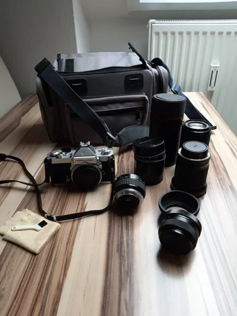 Nikon Nikkormat FTN/ FM2 mit 2 Converter,  3 Objektive, u. Tasche