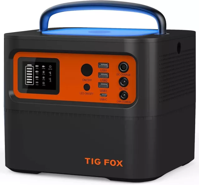 TIG FOX Tragbare Powerstation 540Wh Generator Akku mit 230V/500W Steckdose USB